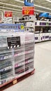 Tape closing off non-essential shopping items in a major supermarket. A national lockdown sees the sale of non-essential items