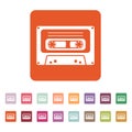 The tape icon. Cassette symbol. Flat