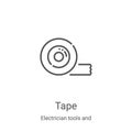 tape icon vector from electrician tools and elements collection. Thin line tape outline icon vector illustration. Linear symbol