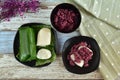 Tape Ketan Uli, uli snacks made from white glutinous rice, and tape made from red glutinous rice that is yeast and fermented Royalty Free Stock Photo