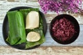 Tape Ketan Uli, uli snacks made from white glutinous rice, and tape made from red glutinous rice that is yeast and fermented Royalty Free Stock Photo