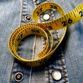 Tape measure and denim shirt.