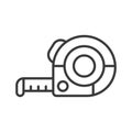 Tape measure, icon in line design. Tape, measure, ruler, tool, length, construction, measurement on white background