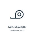 tape measure icon vector from promotional gifts collection. Thin line tape measure outline icon vector illustration. Linear symbol Royalty Free Stock Photo