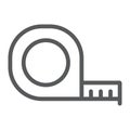 Tape measure line icon, tool and ruler, construction roulette sign, vector graphics, a linear pattern