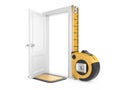 Tape measure and open door home.