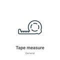 Tape measure outline vector icon. Thin line black tape measure icon, flat vector simple element illustration from editable general