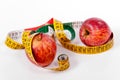 Tape measure and red apple Royalty Free Stock Photo