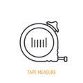 Tape measure or ruler outline icon. Vector illustration. Hand work tools and instrument. Construction industry symbol.