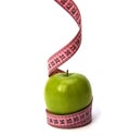Tape measure wrapped around the apple