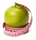 Tape measure wrapped around the apple isolated