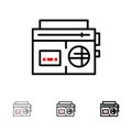 Tape, Radio, Music, Media Bold and thin black line icon set Royalty Free Stock Photo