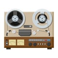 Tape recorder, deck or machine in retro style with bobbins. Sound retro audio device. Royalty Free Stock Photo