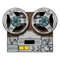 Tape recorder engraving style vector illustration Royalty Free Stock Photo