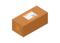 Tape sealed paper box. Isometric view. Simple flat illustration Royalty Free Stock Photo