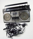 Tape spewing boombox Royalty Free Stock Photo