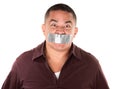 Taped Mouth Hispanic man Royalty Free Stock Photo