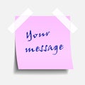Taped pink note paper Royalty Free Stock Photo