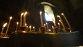 Taper Candles Burning in Church Royalty Free Stock Photo