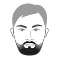 Taper Fade Beard style men in face illustration gradual Facial hair mustache. Vector grey black portrait male Fashion