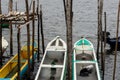 Fishing canoes docked on the Almas River in the city of Taperoa, Bahia