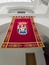 Tapestry embroidered with the coat of arms of Extremadura