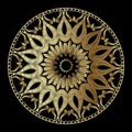 Tapestry floral abstract vector mandala pattern. Ornamental gold