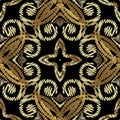 Tapestry floral Baroque vector seamless mandala pattern. Ornamental gold textured background. Decorative embroidered Royalty Free Stock Photo