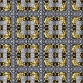 Tapestry textured 3d checkered vector seamless pattern. Geometric embroidery greek background. Repeat tribal striped