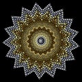 Tapestry textured 3d zigzag vector mandala pattern. Geometric embroidery zippers background. Ornamental ornate backdrop