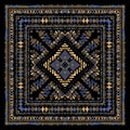 Tapestry tribal ethnic colorful pixel art mosaic seamless pattern with square frames, borders. Textured grungy vector background.