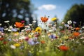 A tapestry of wildflowers bursts into bloom, heralding the essence of summer in the meadow. Royalty Free Stock Photo