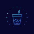 Tapioca drink, bubble tea line icon