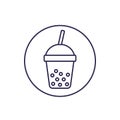 Tapioca drink line icon on white