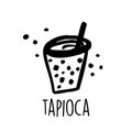 Tapioca pearl tea. bubble tea. Hand drawn vector illustration.