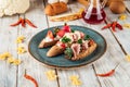 Tappas bruschettas appetizer snacks toasts Royalty Free Stock Photo
