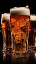 Tapped glass welcomes dark beer, effervescent foam heralding the alcoholic pour