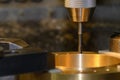 The tapping process on NC milling machine with brass material Royalty Free Stock Photo