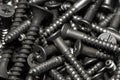 Tapping screws made od steel, metal screw, iron screw, chrome screw, screws as a background, wood screw Royalty Free Stock Photo
