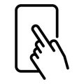 Tapping on smartphone icon, outline style