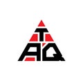 TAQ triangle letter logo design with triangle shape. TAQ triangle logo design monogram. TAQ triangle vector logo template with red Royalty Free Stock Photo