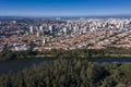 Taquaral lagoon in Campinas at dawn, view from above, Portugal park, Sao Paulo, Brazil