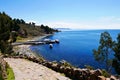 Taquileno Men Knitting - Taquile Island, lake Titicaca - Peru Royalty Free Stock Photo