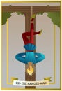 Hanged man from a tree tarot card