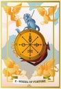 Tarot card fortune wheel with an sphinx