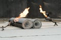 Tar roofing felt roll and blowpipe Royalty Free Stock Photo