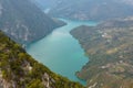 Tara National Park, Serbia. Viewpoint Banjska Stena. View at Drina river canyon and lake Perucac. Focus on the lake and canyon