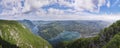 Aerial  view  of Perucac dam and lake and river and canyon Drina Royalty Free Stock Photo