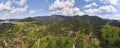 Panorama of mountain landscape. National park Tara, Zaovine lake and village, Serbia Royalty Free Stock Photo