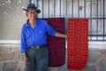 Unidentified indigenous Yampara man with traditional clothing and hat, on the local Tarabuco Sunday Market, Bolivia, South America